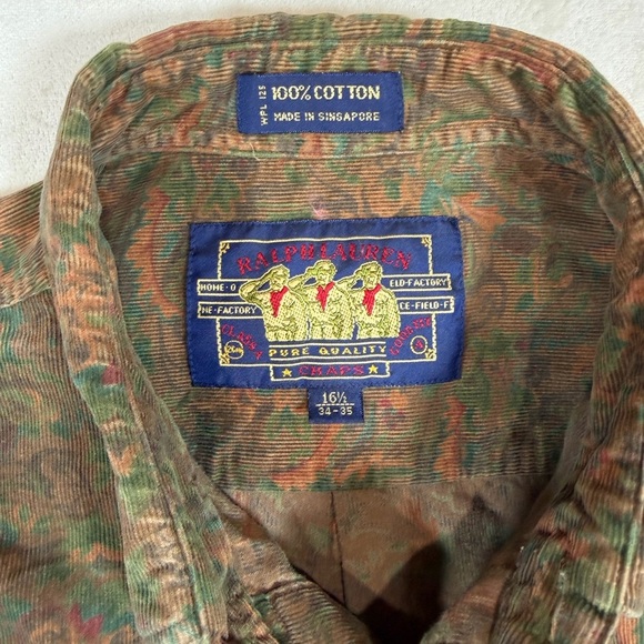 INSANE Vintage Ralph Lauren 16.5 34-35 Corduroy Paisley Western Chaps Shirt - Picture 2 of 10